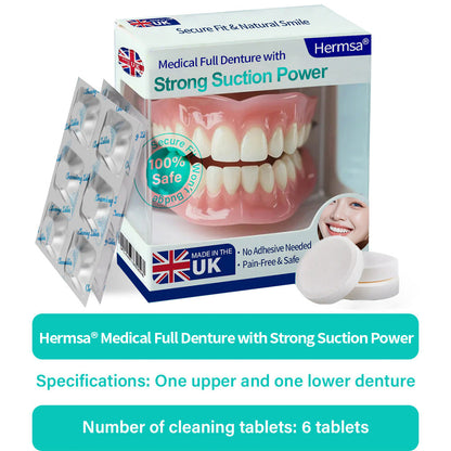🦷Smile & Eat Confidently Again — Hermsa® Medical Suction-fit Denture🍀✅ Made and Shipped from the UK🍀